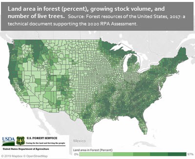 Interactive online tool featuring Forest area